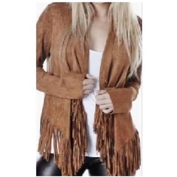 Blu Pepper Jackets & Blazers - NWT Blu Pepper Fringe Cardigan Poncho Jacket